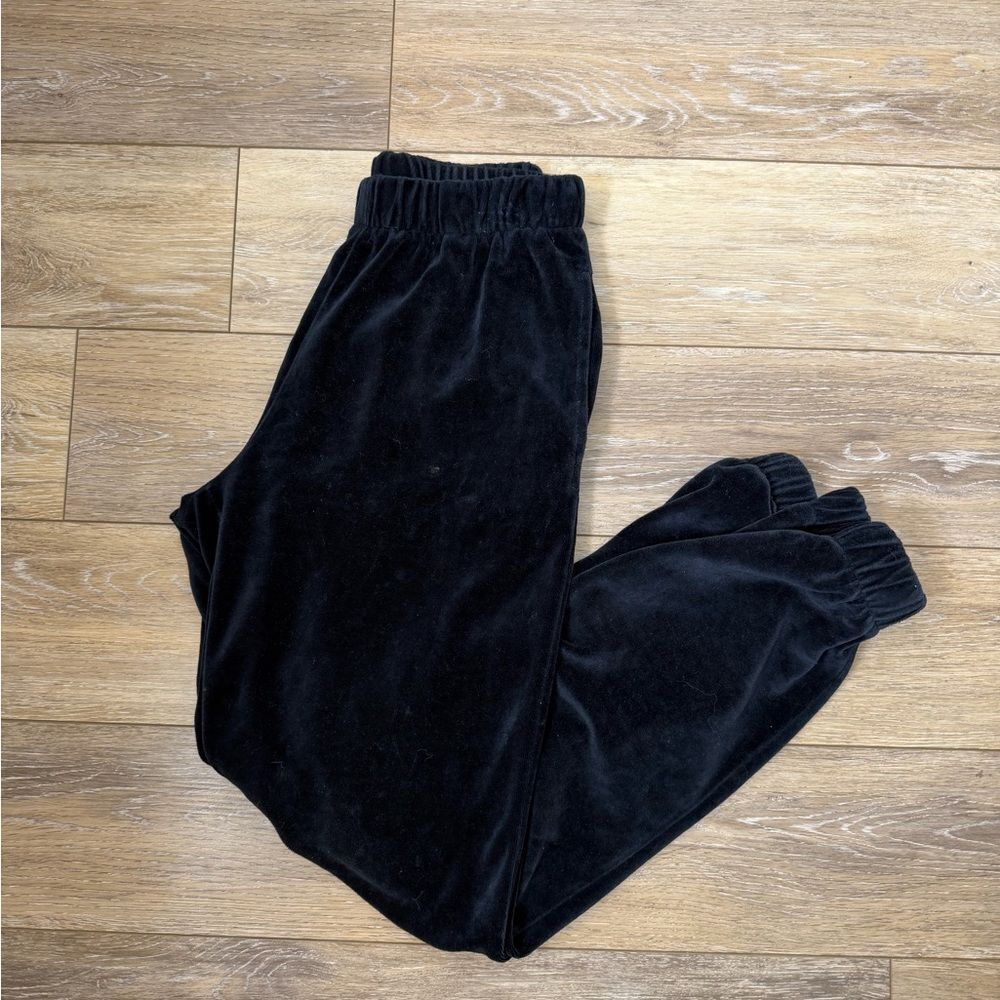 John Galt Brandy Melville Navy Blue Velour Velvet Jogger Sweat Pants Sz S